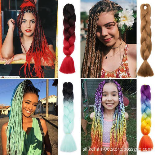 Crochet Braids Expression attachment Synthetic Expression Braiding Bulk  Hair 24" 100g jumbo braiding hair ombre rainbow